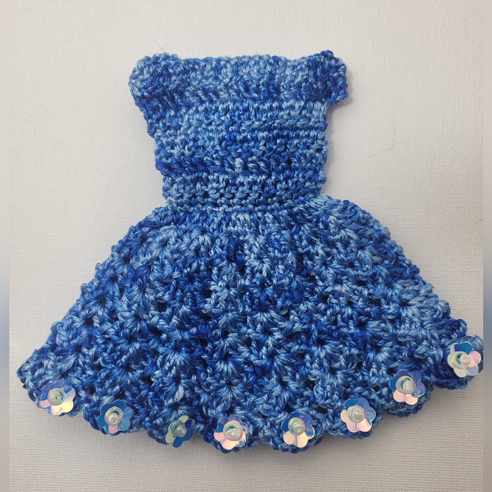 Blue Crochet Dress for barbie, doll, or other